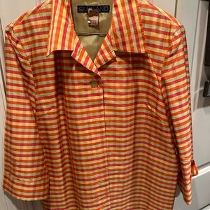 SilkLand Red, Orange& Lime Green Checked Jacket